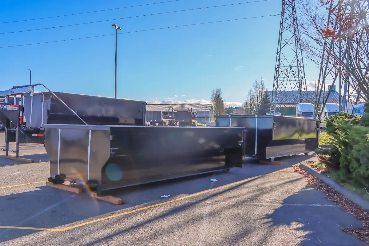 Roll-off dumpster ready for waste disposal at job site for Construction Dumpster Rental in Winthrop Town
